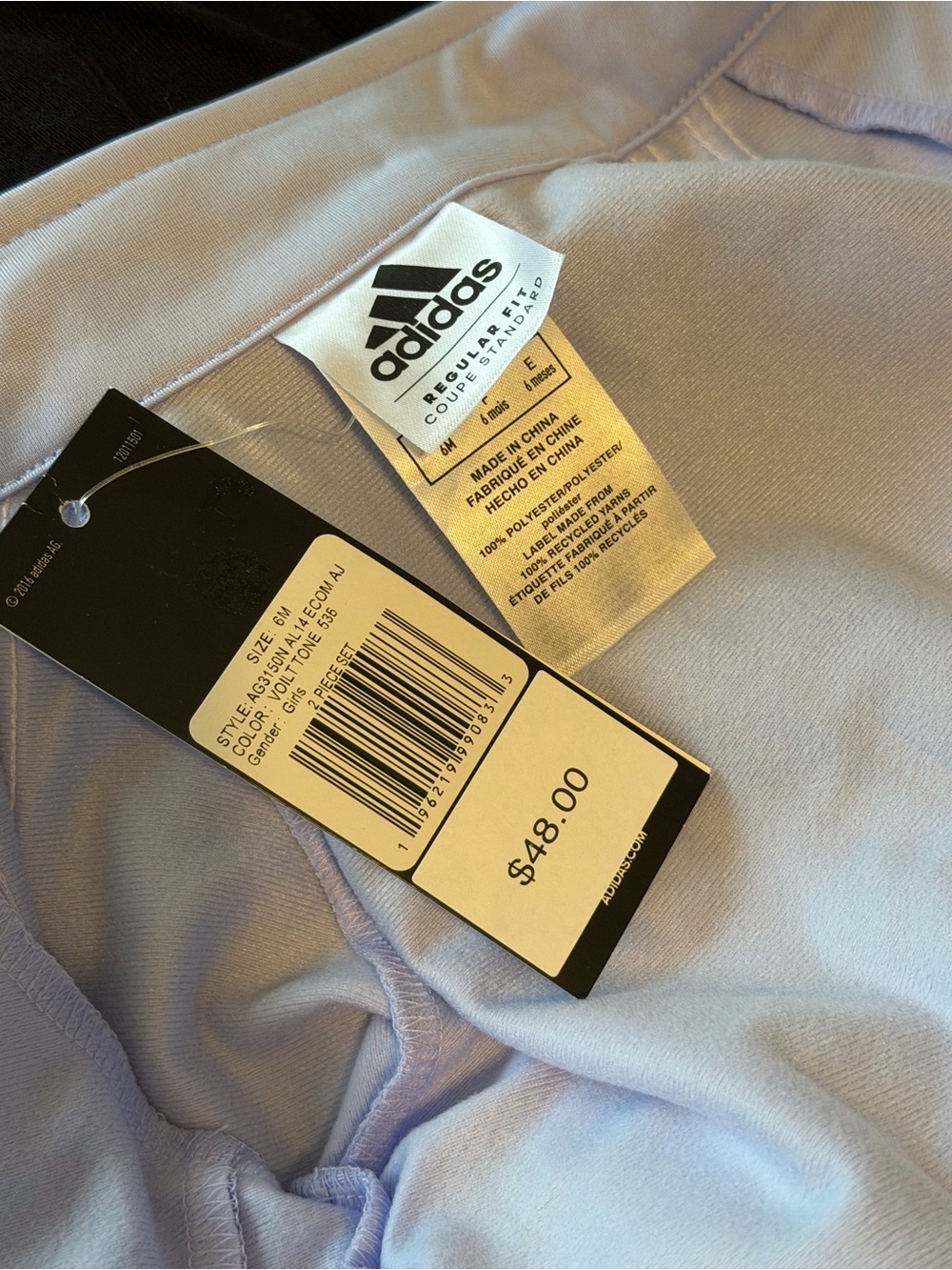 adidas Kids Light Purple Zip-Up Track Jacket with White Stripes - Picture 2 of 3
